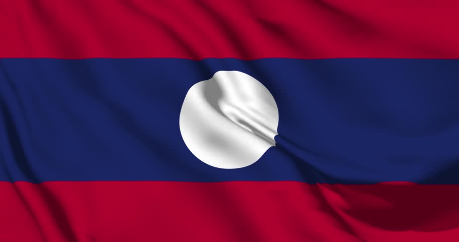Laos flag, Laos Background, Laos flag waving in the wind. The national flag of Laos, Official colors and Proportion Correctly flag seamless loop animation Royalty-Free Stock Footage #1105393597
