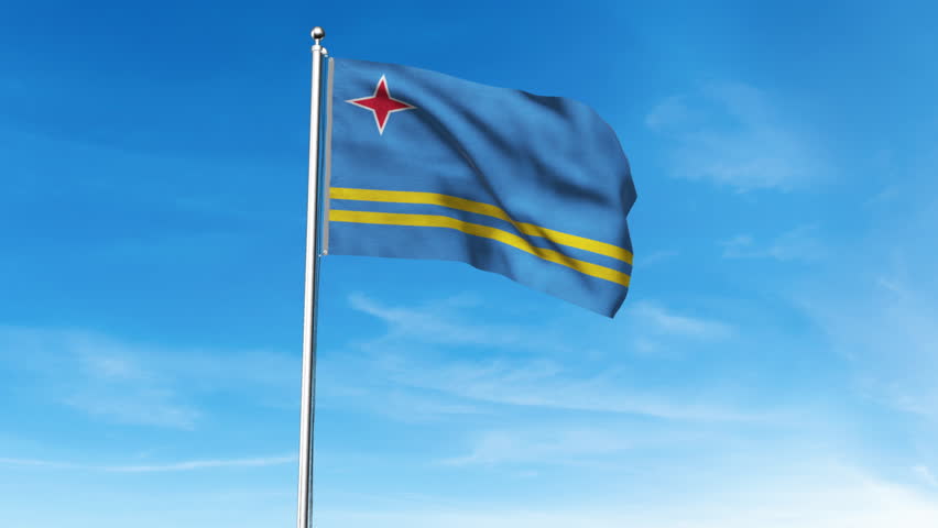 National Aruba flag. South America. 3D render. High detailed flag of Aruba. Waving flag. Flag Animation. Royalty-Free Stock Footage #1105394867