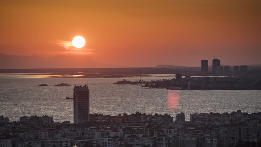 Beautiful city Izmir, Turkey. 4k Timelapse