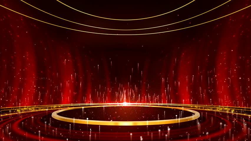 Beautiful luxury red curtain and glitter. golden shiny circle frame layers. particles trails flowing up. magical stardust,Digital Art,Computer animation,Modern background,motion design,Loopable,LED,4K Royalty-Free Stock Footage #1105397965