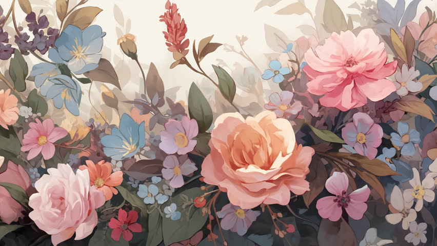 Flowers Live Painting Seamless Loop Royalty-Free Stock Footage #1105398649
