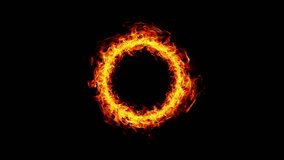 Burning Ring of Fire, Realistic Circle of Flames. Overlay Video. High Quality 4K Resolution. 