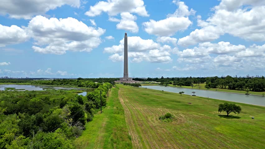 Aerial view of San Jacinto Battleground State Historic Site Royalty-Free Stock Footage #1105404309