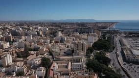 Aerial 4K video from drone to Almeria on a beautiful sunny summer day. Spain ,Andalusia, Costa del sol ,Europe (Series)

