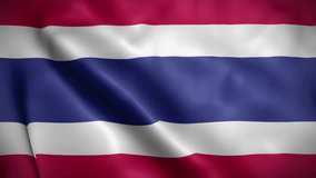 Thailand flag background realistic waving in the wind 4K video, for Independence Day or Anthem (Perfect Loop)