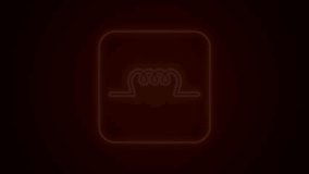 Glowing neon line Inductor in electronic circuit icon isolated on black background. 4K Video motion graphic animation.