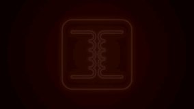 Glowing neon line Electrical transformer icon isolated on black background. 4K Video motion graphic animation.
