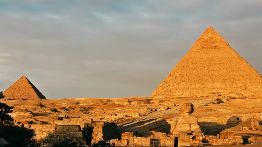 Ancient sphinx and pyramids, symbol of Egypt Royalty-Free Stock Footage #1105421517