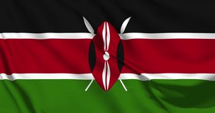 Animated Flag- Kenya flag Closeup Full HD video.