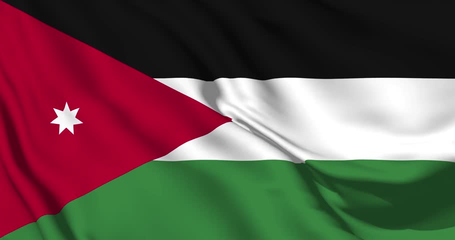 Jordan flag, Jordan Background, Jordan flag waving in the wind. The national flag of Jordan, Official colors and Proportion Correctly flag seamless loop animation. 4K video, Closeup. Royalty-Free Stock Footage #1105442949