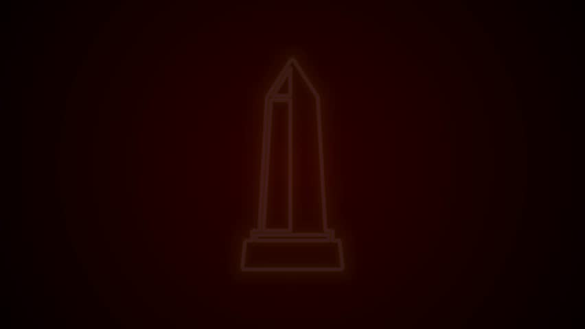 Glowing neon line Obelisk of Alexandria icon isolated on black background. Stone monument. Historical monument. High pillar memorial and column. 4K Video motion graphic animation.