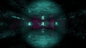 Cyan and Pink Flashlight in the Dark Sci-Fi Background Loop Animation in 4K