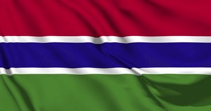 Gambia flag, Gambia Background, Gambia flag waving in the wind. The national flag of Gambia, Official colors and Proportion Correctly flag seamless loop animation. 4K video, Closeup.