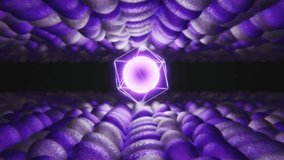 Sci-fi hi-tech 3D background. Abstract molecule particle waves of glitter texture. Pink and purple glowing neon energy sphere, metal chrome wire. Gradient colors. Seamless loop animation. 4K 3D 30 fps - Powered by Shutterstock - Get 15% off with code: PIKWIZARD15