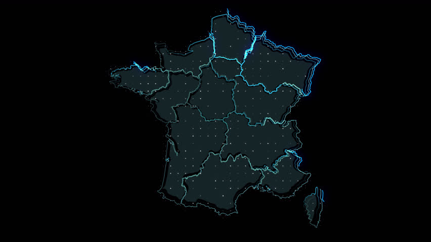 France Map Shape Outline, Country Digital Contour Royalty-Free Stock Footage #1105459303