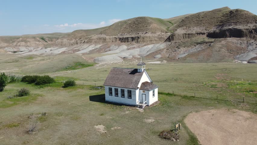 Aerial view of the ghost town of Dorothy, Alberta. 