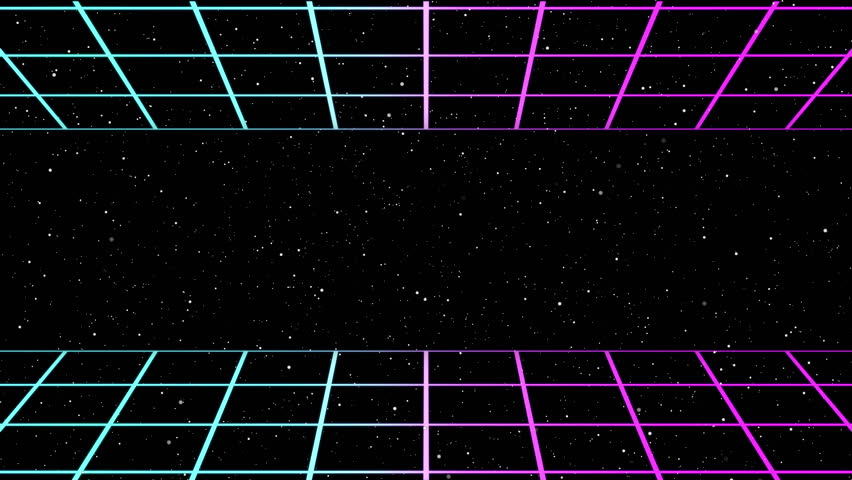 Abstract sci-fi grid, dynamic animation retro neon wireframe net ...