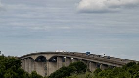 4k timelapse of traffic crossing the Orwell Bridge near Ipswich, Suffolk, UK