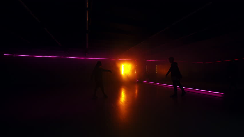 Stylish silhouette dancers. Dark shadows couple modern dancing. Royalty-Free Stock Footage #1105468199