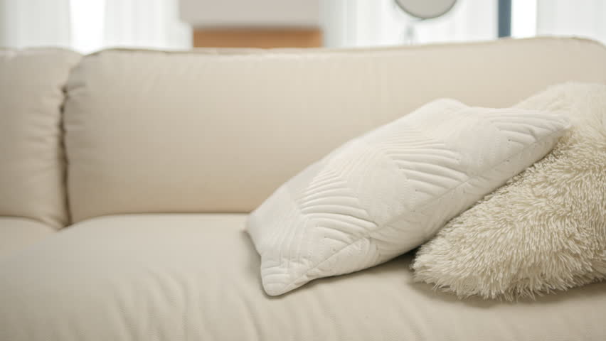 Overloaded exhausted young brunette woman feeling like squeezed lemon. Tired overworked girl in casual sweater came home after work, felt down on sofa. Person after hard day.After party lack of energy | Shutterstock HD Video #1105469309