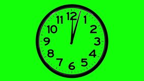 A clock in two form green screen chroma key.