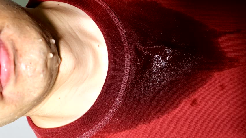 Video of a person sweating profusely