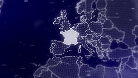 A cinematic video background showcases a digital globe rotating, zooming in on France country. Data analysis Technology Globe rotating on France Country data analysis technological background - Powered by Shutterstock - Get 15% off with code: PIKWIZARD15