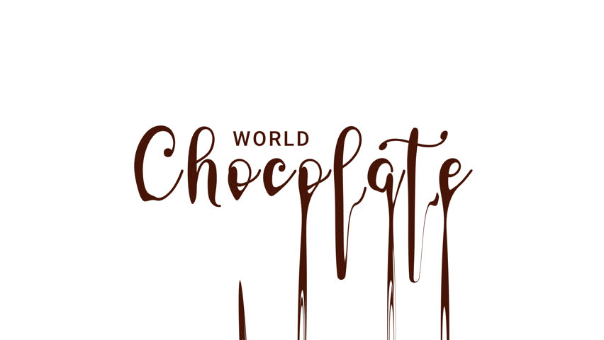 World Chocolate day text animated 4k resolution. perfect for greeting card and world chocolate day celebrations.