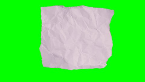 animation of Crumpled paper, 4k stop motion, green screen, no background, white paper animation, paper wrinkles, paper folding 库存视频