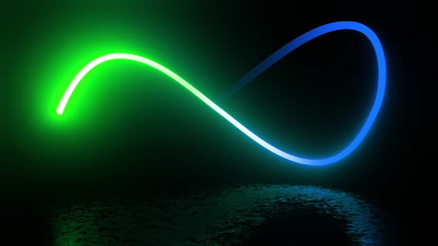 Infinity symbol appears of multiple glowing lines, animated figure. Emerging glowing gradient rainbow color infinity sign on black background from many lines. Lines draw moving infinity sign Royalty-Free Stock Footage #1105496065