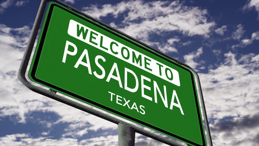 Welcome to Pasadena, Texas. USA City Road Sign Close Up, Realistic 3d Animation Royalty-Free Stock Footage #1105496375