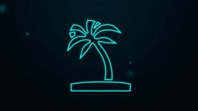 Glowing neon line Tropical palm tree icon isolated on black background. Coconut palm tree. 4K Video motion graphic animation. - Powered by Shutterstock - Get 15% off with code: PIKWIZARD15