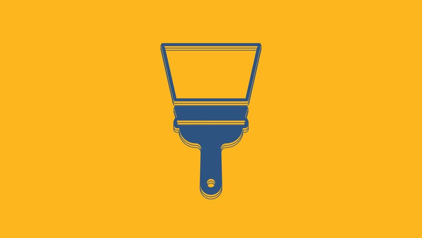 Blue Cleaning service with of rubber cleaner for windows icon isolated on orange background. Squeegee, scraper, wiper. 4K Video motion graphic animation.
