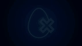 Glowing neon line No egg icon isolated on black background. 4K Video motion graphic animation.