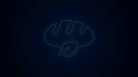 Glowing neon line Vegan bread loaf icon isolated on black background. 4K Video motion graphic animation.