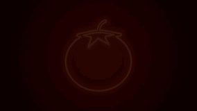 Glowing neon line Tomato icon isolated on black background. 4K Video motion graphic animation.
