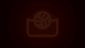 Glowing neon line Water polo icon isolated on black background. 4K Video motion graphic animation.