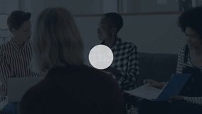 Animation of network of connections over diverse business people in office. Global business, finances, computing and data processing concept digitally generated video. - Powered by Shutterstock - Get 15% off with code: PIKWIZARD15