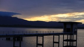 background of the video of nature in the morning by a reservoir or a large lake,with the sky changing over time,with a cool blurry wind blowing through a scenic spot or a popular tourist destination