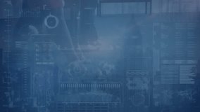 Animation of graphs, dna helix over trading board, low section of businesspeople walking in office. Digital composite, multiple exposure, report, molecule, stock market, medical and technology. - Powered by Shutterstock - Get 15% off with code: PIKWIZARD15