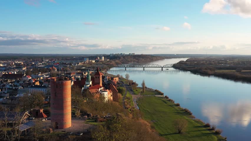 Beautiful architecture of the Granaries in Grudziadz by the Wisla river, Poland.
