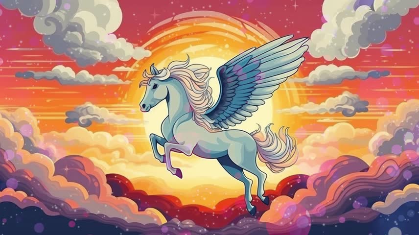 Flying Pegasus in the beautiful sky