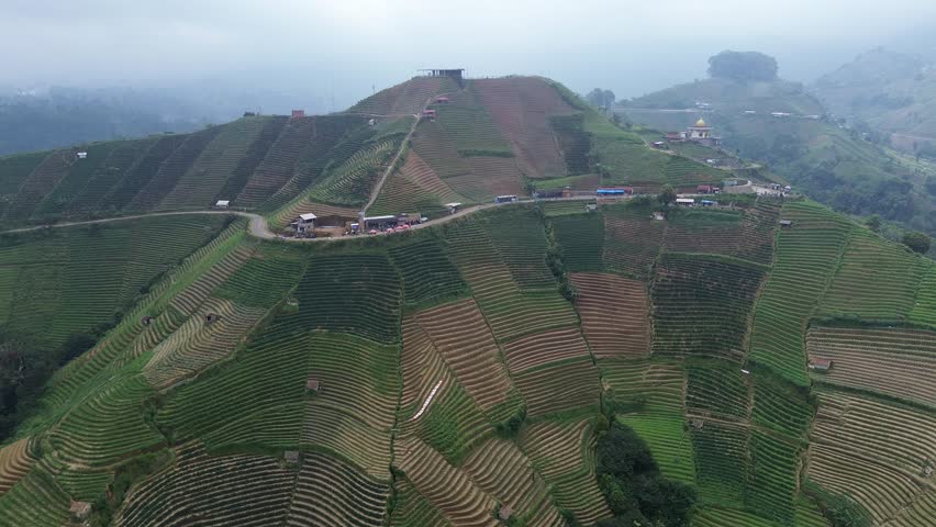 Drone footage this very beautiful terraced view is in Indonesia