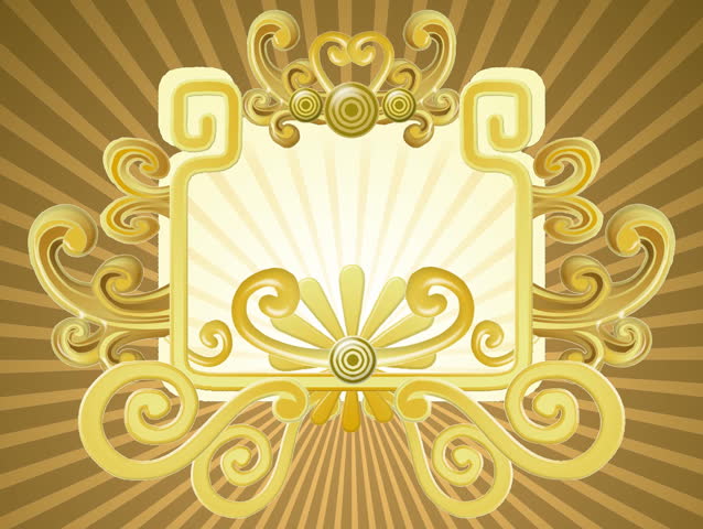 Retro vector style framing with golden elements slowly growing 