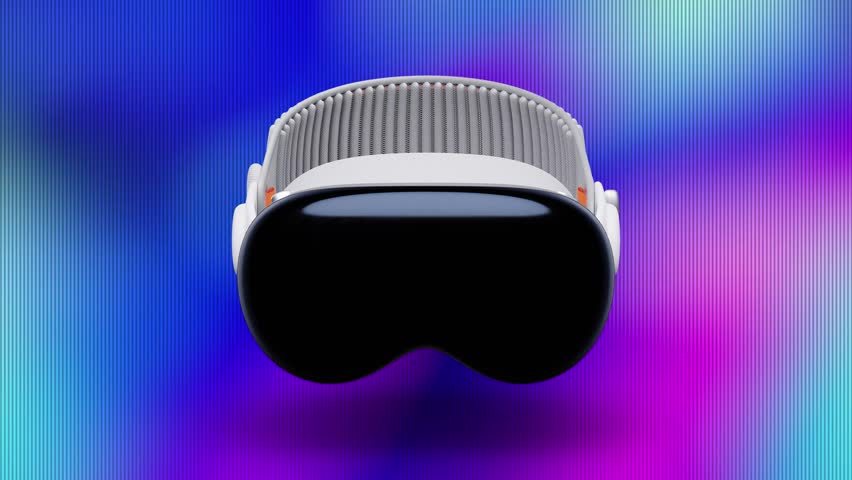 Vision Pro-High-tech Futuristic technology VR Glasses -Virtual reality device, 360 VR modern helmet-4K 3D Render Royalty-Free Stock Footage #1105542397