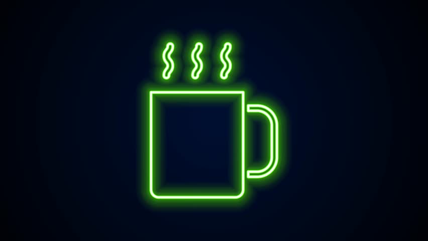 Glowing neon line Cup of tea icon isolated on black background. 4K Video motion graphic animation. | Shutterstock HD Video #1105543813