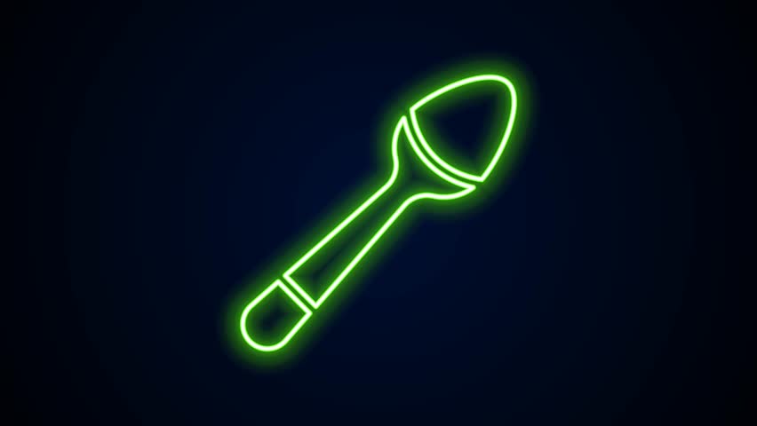 Glowing neon line Teaspoon icon isolated on black background. Cooking utensil. Cutlery sign. 4K Video motion graphic animation. | Shutterstock HD Video #1105543815
