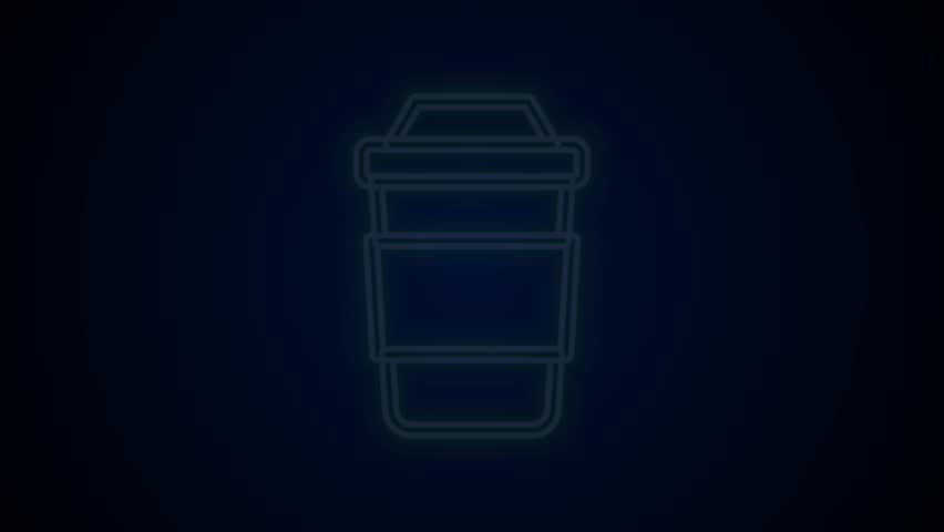 Glowing neon line Cup of tea icon isolated on black background. 4K Video motion graphic animation. | Shutterstock HD Video #1105543845