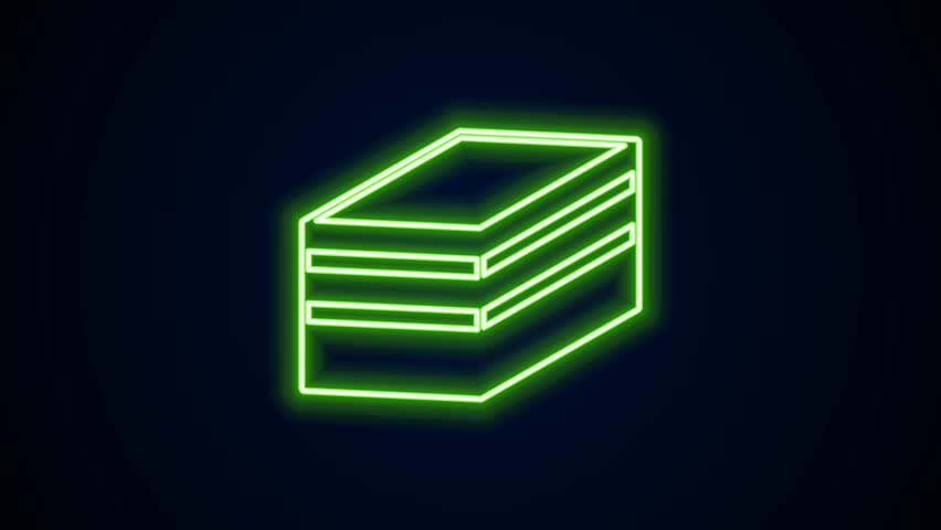 Glowing neon line Piece of cake icon isolated on black background. Happy Birthday. 4K Video motion graphic animation. | Shutterstock HD Video #1105543851