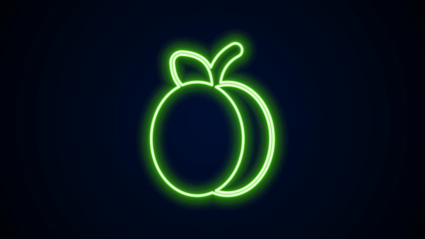 Glowing neon line Plum fruit icon isolated on black background. 4K Video motion graphic animation. | Shutterstock HD Video #1105543897